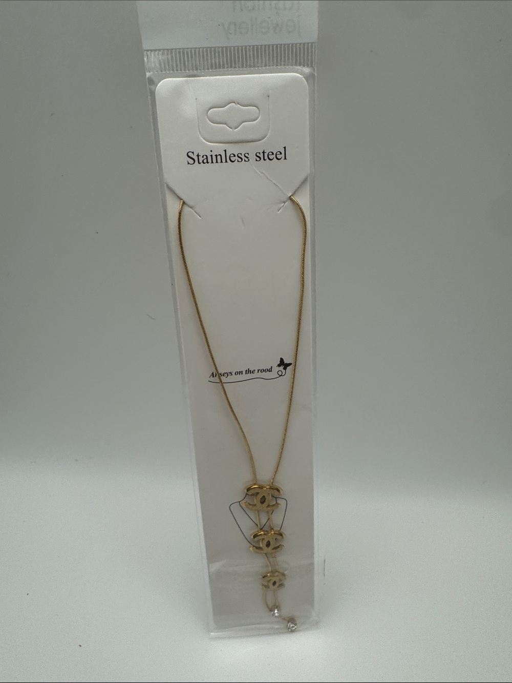 Fashion Jewelry Gold-Tone Triple Charm Pendant Necklace